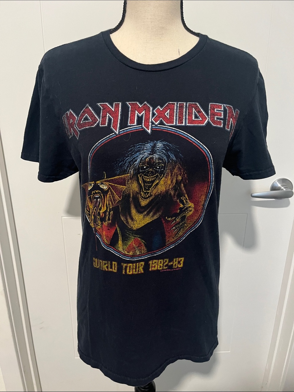 Iron Maiden Band Music Black World Tour 1982-1983 Graphic T-Shirt Concert